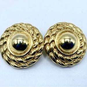 Vintage Givenchy Gold-plated Circle Braided Earrings